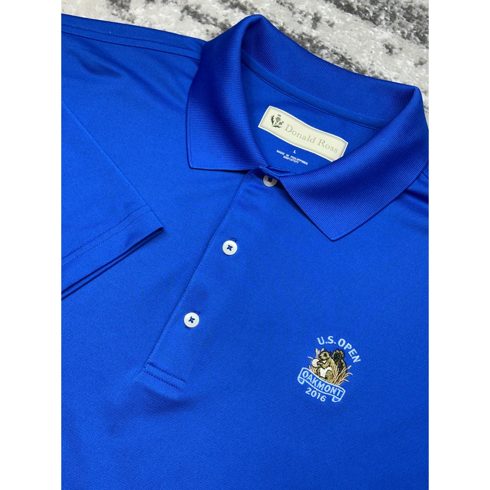 Donald Ross Polo Shirt Mens Large Blue Us Open Oakmot Golf Performance Pga